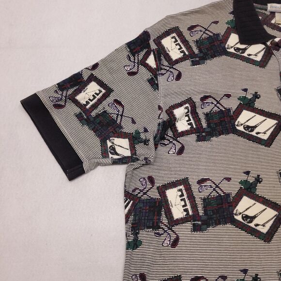 Penguin Club Pullover Short Sleeve Polo Shirt Mens Size Large L Beige Black - Picture 4 of 10